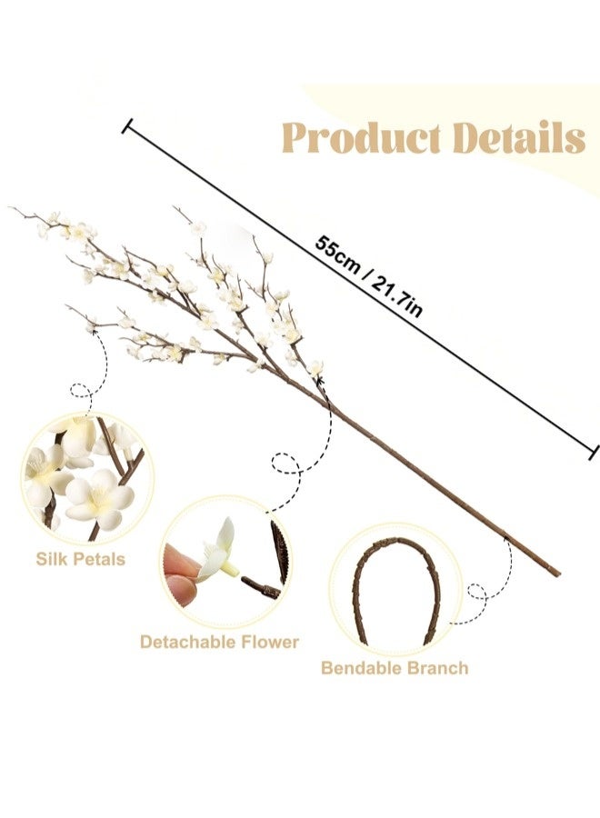 ShebSheb 5 stems Plum Blossom Branch Artificial Flowers for Spring Summer Indoor Decoration,Faux Long Stem Artificial Flowers - Image 2